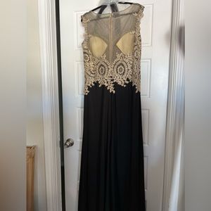 Custom made black and gold formal dress